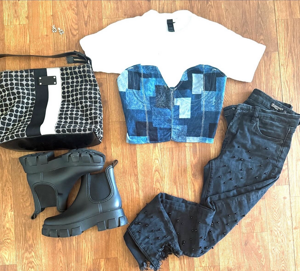 Denim Patchwork Bustier