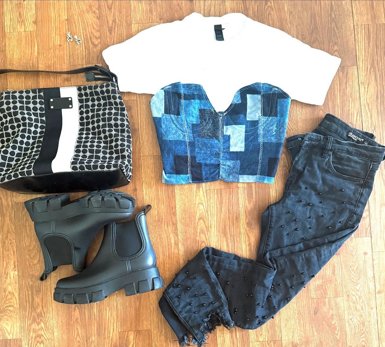 Denim Patchwork Bustier
